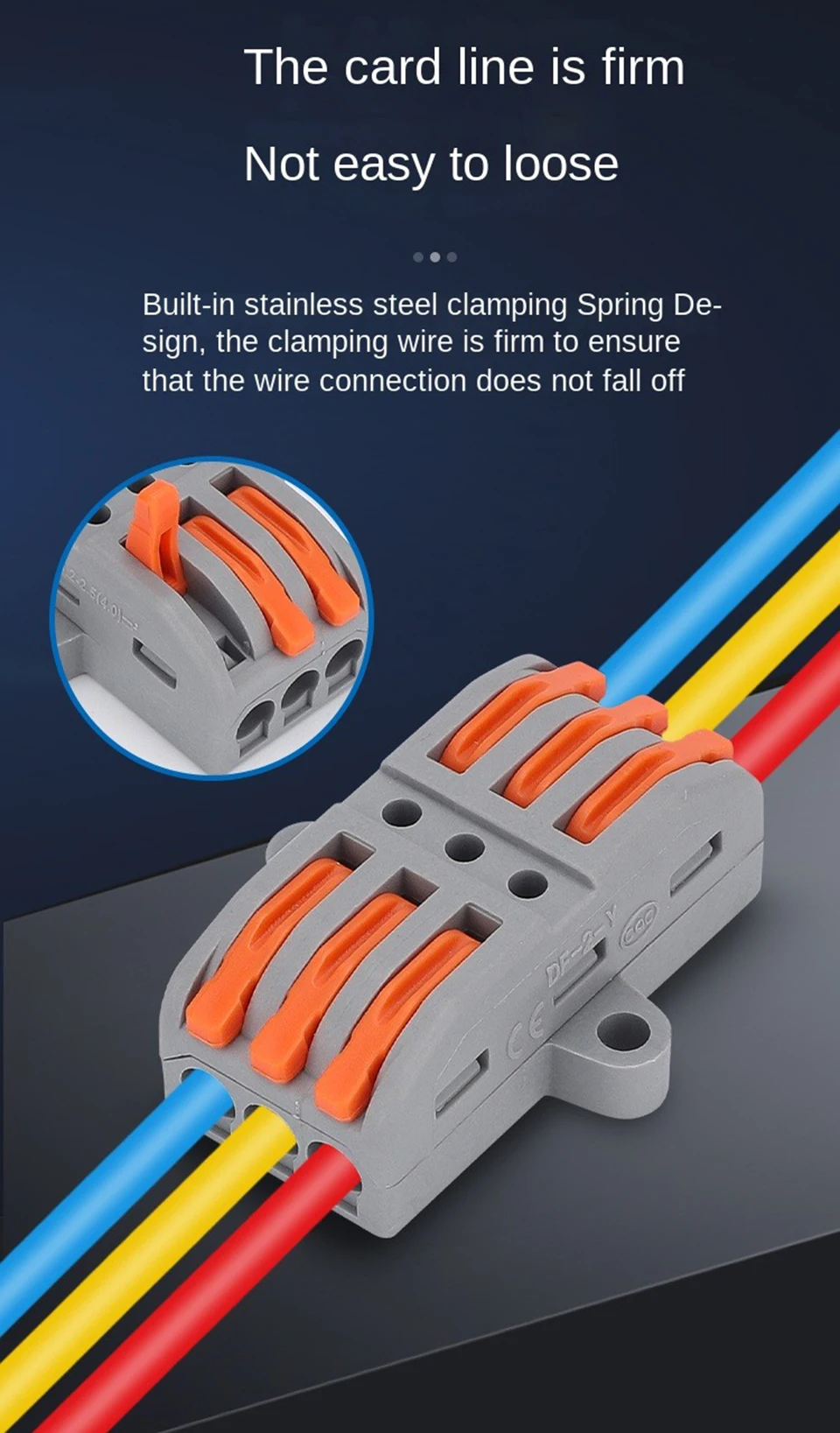 Description Picture 3 of itemQuick wiring terminal block Universal Push-In Wire Connector Compact Splice Insulated Terminal household Fixed terminal post