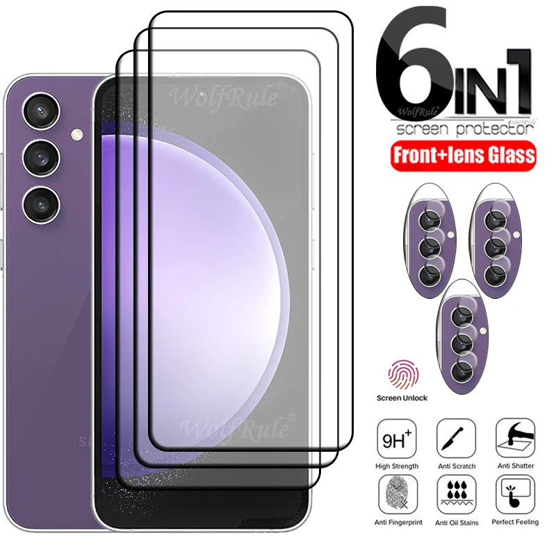 6-In-1 Per Samsung Galaxy S23 Fe Glass Samsung S23 Fe Vetro Temperato Full Glue Screen Protector Samsung S20 S21 S23 Fe Len Glass