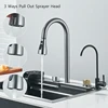 304 Stainless Steel Waterfall Kitchen Sink Large Single Slot Integrated 60X45cm Faucet Set Cup Washer 3Way Pull Out Sprayer Head 3