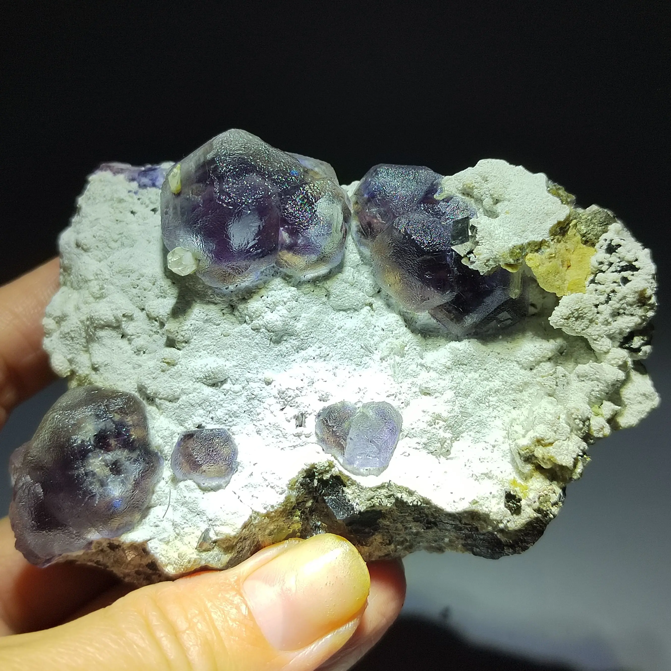 

323gNatural rare purple fluorite and crystal mineral specimen healing energy geology teaching home decoration QUARTZ GEM