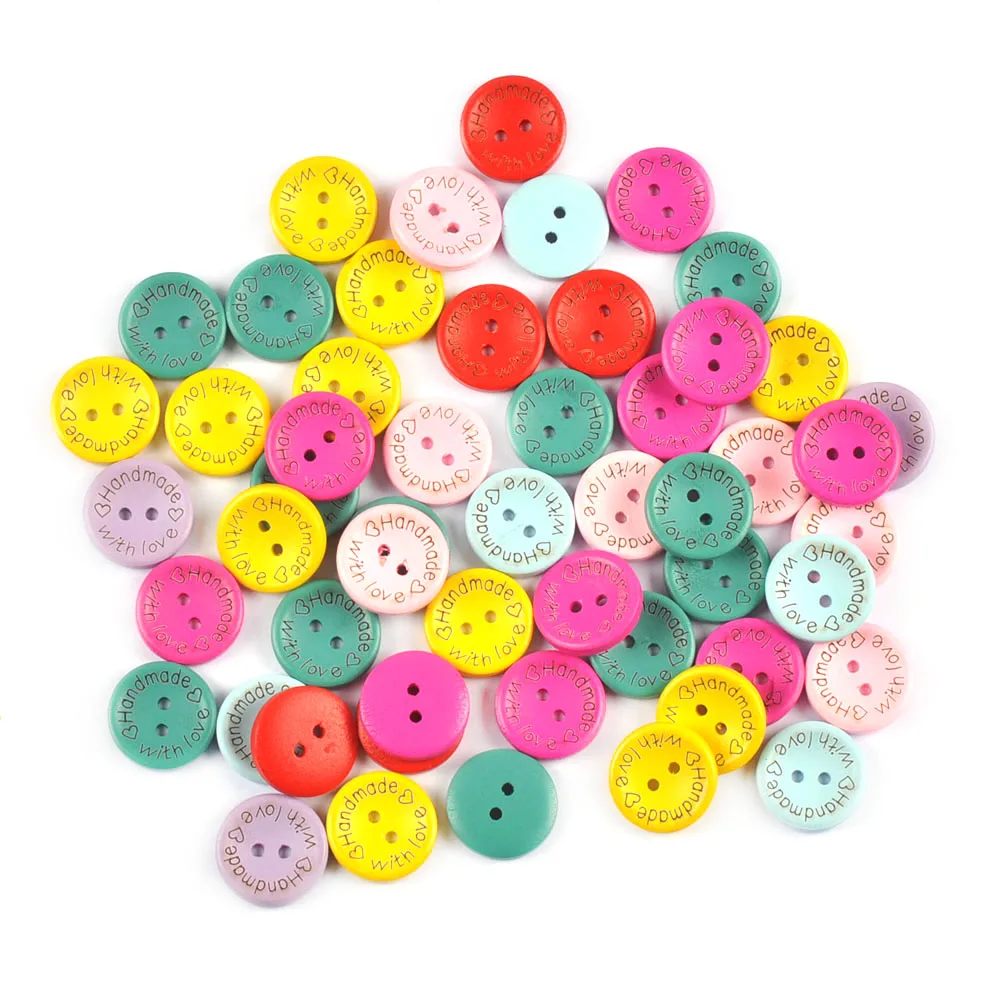 Buttons for Crafts 100pcs, 11mm Round Wooden Floral Carved Craft Buttons  Wooden Buttons for Clothing Ornament DIY Project Decoration