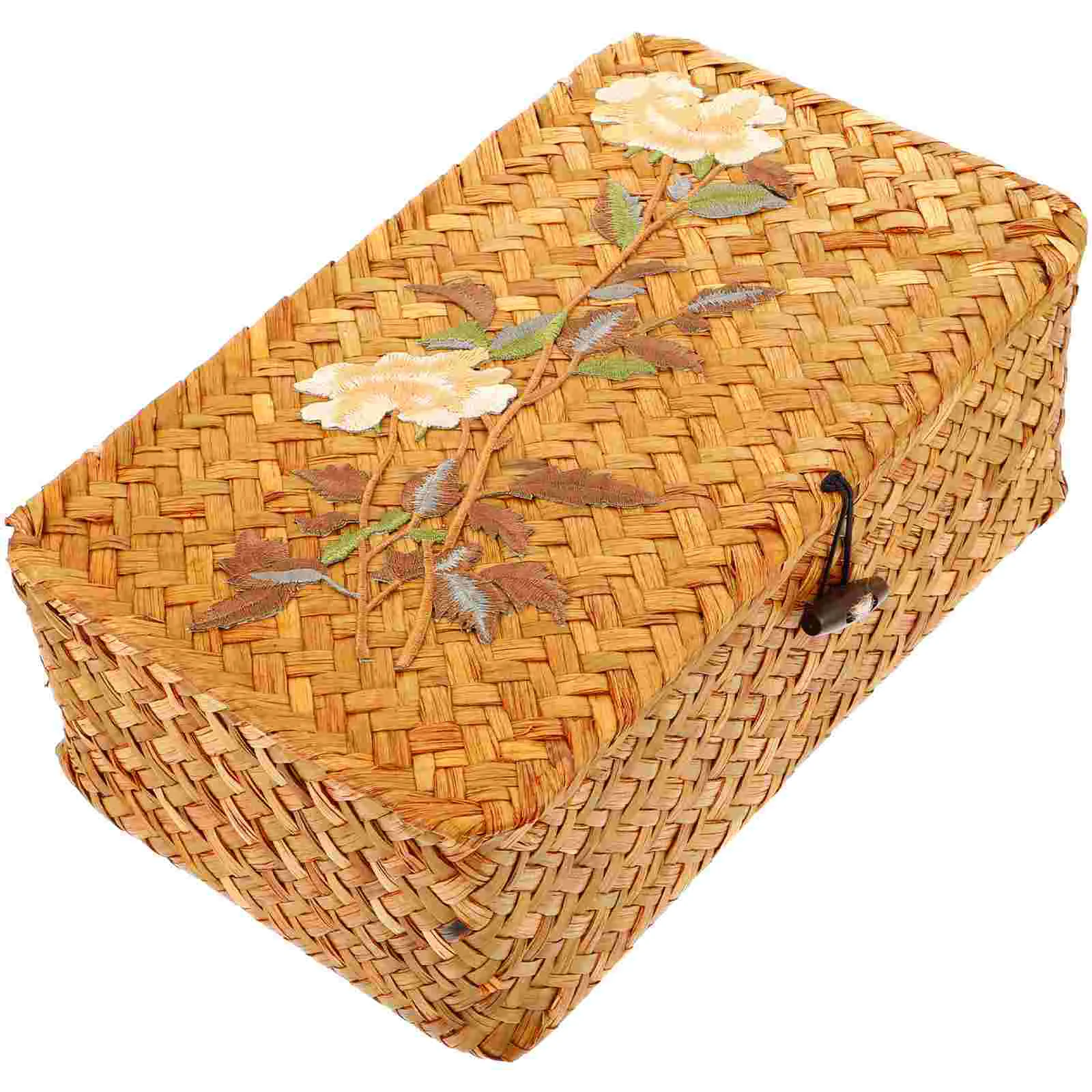 

Woven Sundries Basket with Lid Woven Baskets Cosmetics Storage Basket Home Decor