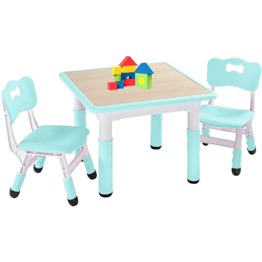 

Kids Table and 2 Chairs Set Bin for Classrooms Height Adjustable Toddler Table and Chair Set for Ages 3-8 Children's Furniture