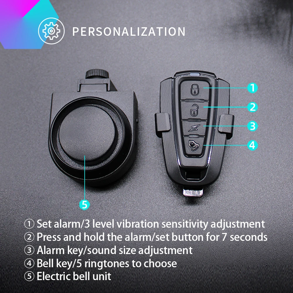 Enhanced Bike and Motorcycle Alarm Security System with Vibration Motion Sensor and Rechargeable Alert Device