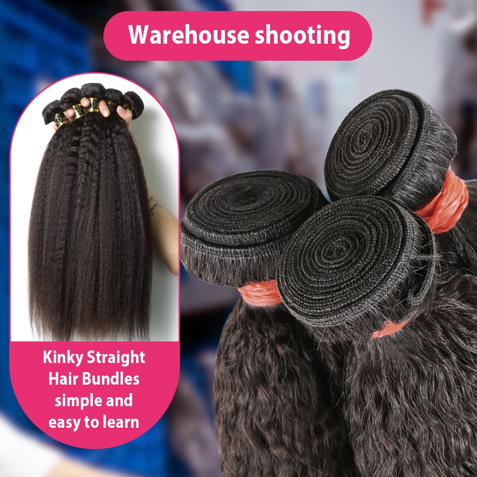 Human Hair Extensions Kinky Straight Raw Hair Bundles Vietnamese Yaki Straight Human Hair Weaving Virgin Unprocessed Extensions Tissage