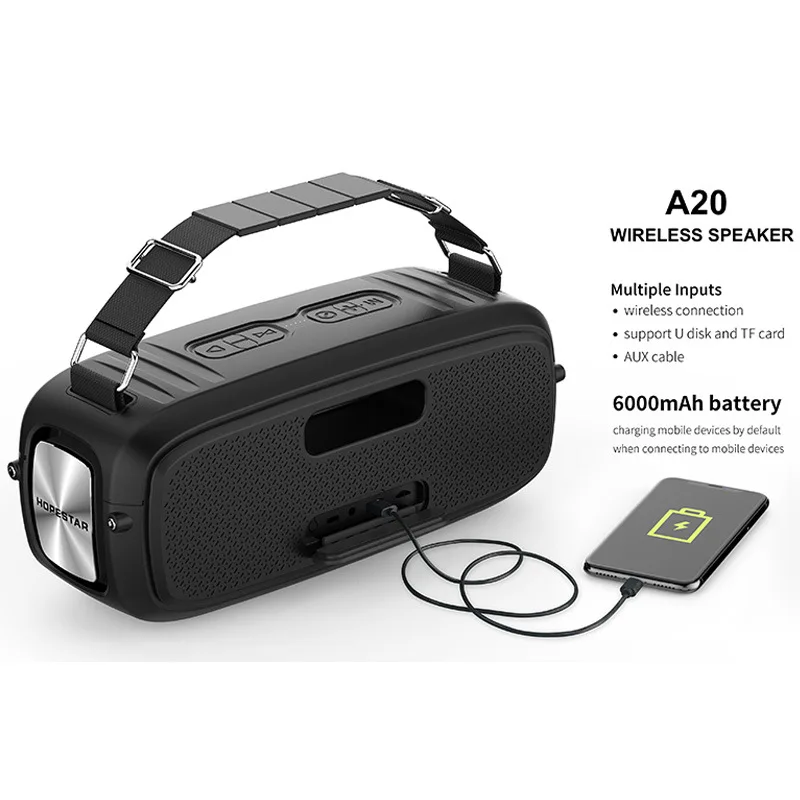 

A20 Wireless Bluetooth Speaker 55w High-Power Computer Music Column System Center Outdoor Waterproof Portable Speaker 6000mAh