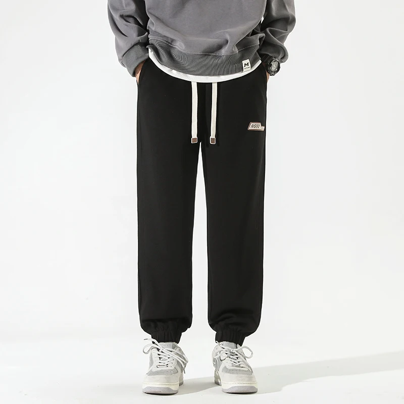 CAAYU Casual Men\'s Cotton Pants Fashion Solid Pocket Drawstring Baggy Trousers Comfort Loose Wide Leg Pant Streetwear Sweatpants