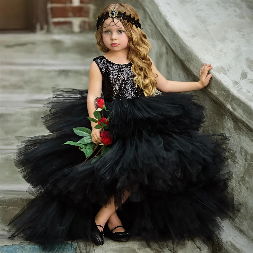 

First Communion Dresses Sleeveless Tulle Layered Bow Belt Angel Princess Flower Girl Dress Wedding Party Ball Dream Kids Gift