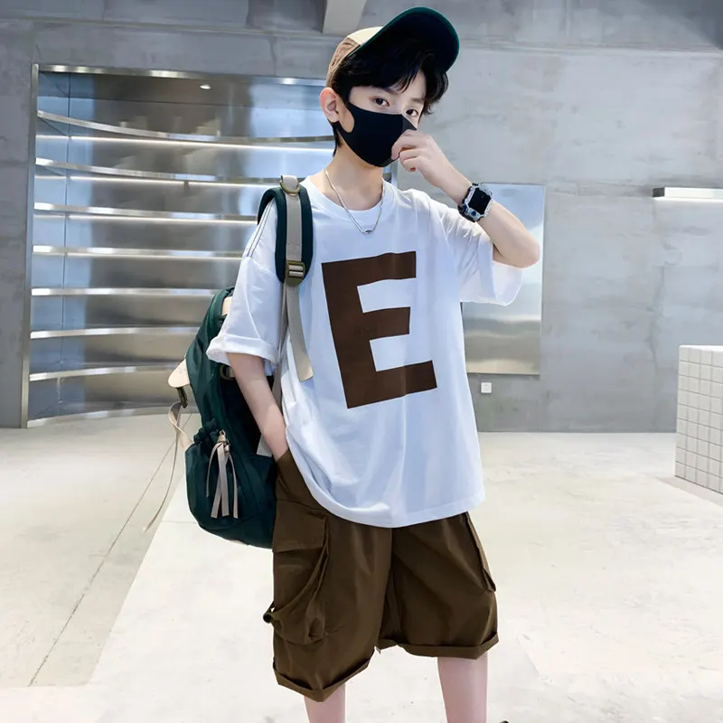 

Children's Clothing for Boys 6 8 10 12 14Years Set Short Sleeve T-shirt +Shorts 2pc Sports Casual Outfits for Teen Boy Outfits