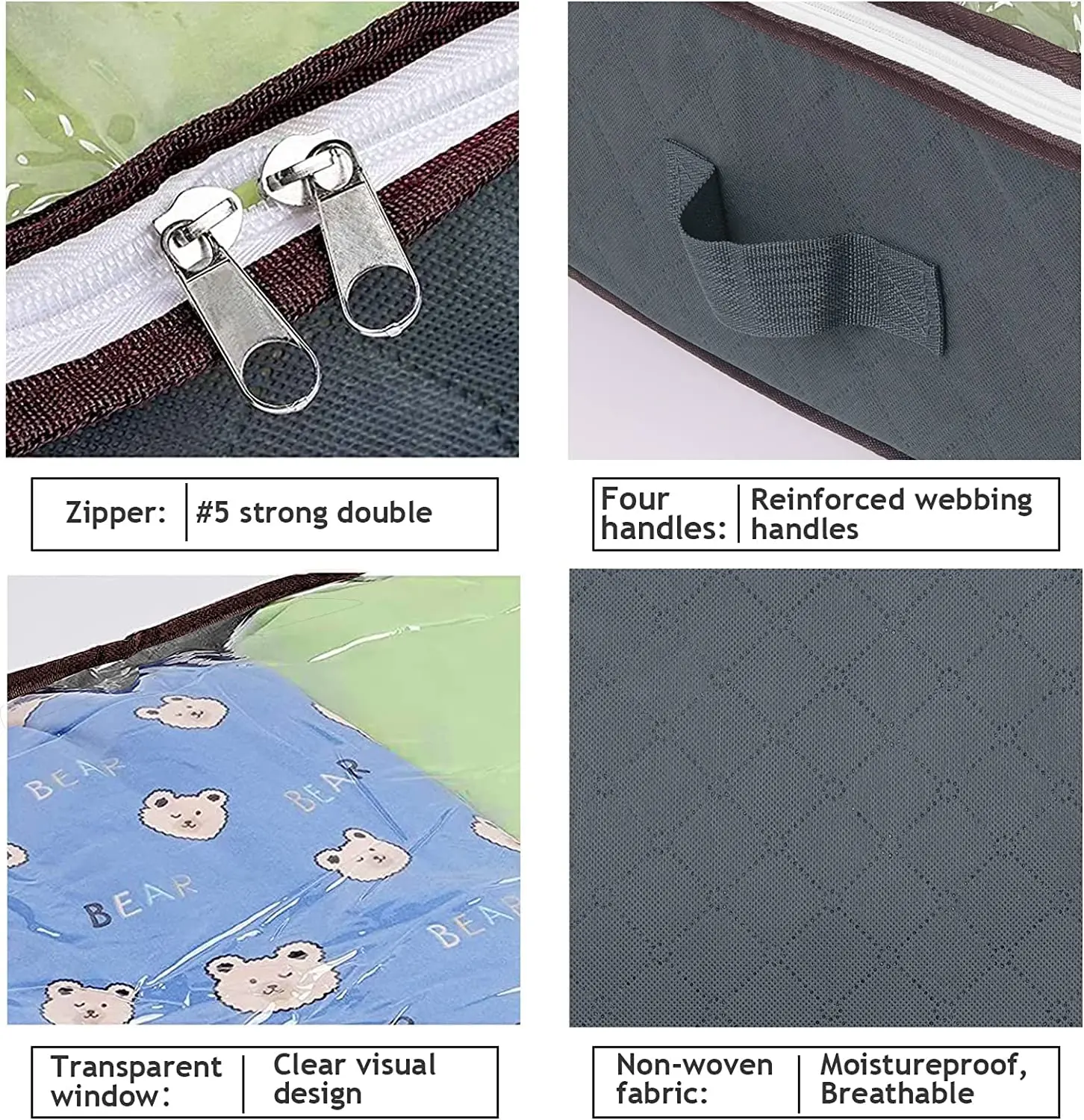 90L Under Bed Storage Containers  Foldable Closet Organizers Moving Bags with Clear Window and Reinforced Handles for Bedding 4