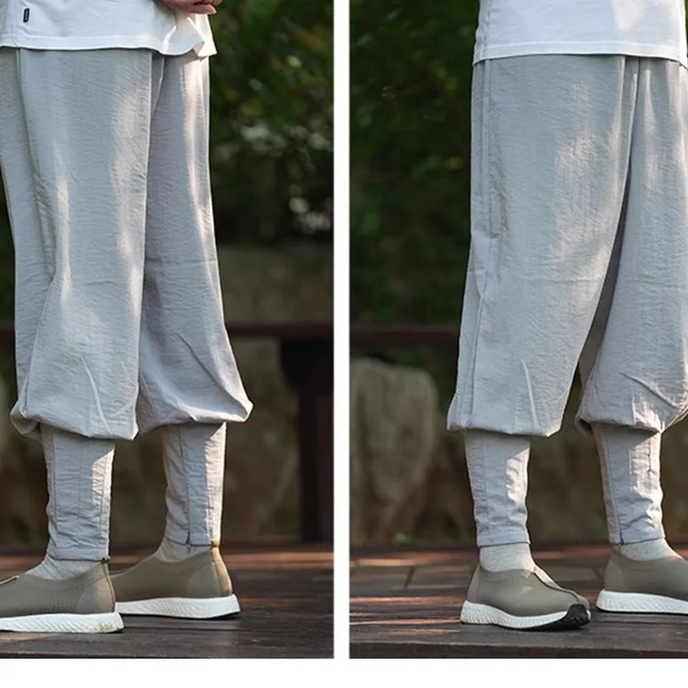 Summer High Quality Cotton&Linen Buddhist Shaolin Monk Pants Kung Fu Martial Arts Trousers Zen Lay bloomers