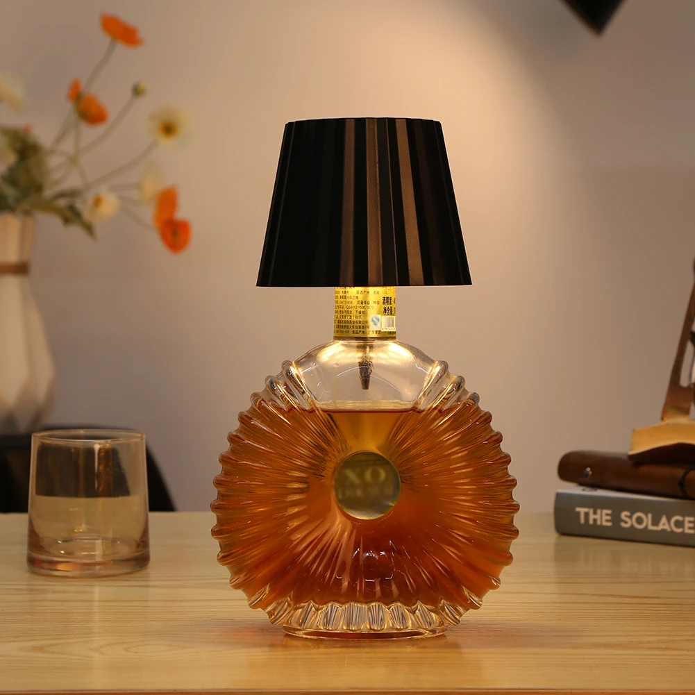 Wine Bottle LED Wireless Table Lamp 3-color Infinitely Dimmable USB Rechargeable Dining Table Lights Beverage Lamp Top touch 5