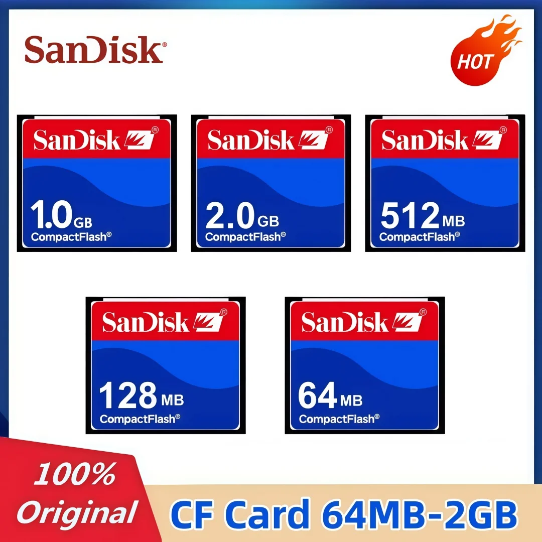 Carte CF originale SanDisk 2GB 1GB 512MB 256MB 128MB 64MB carte Flash compacte caméra carte mémoire pour équipement industriel CNC