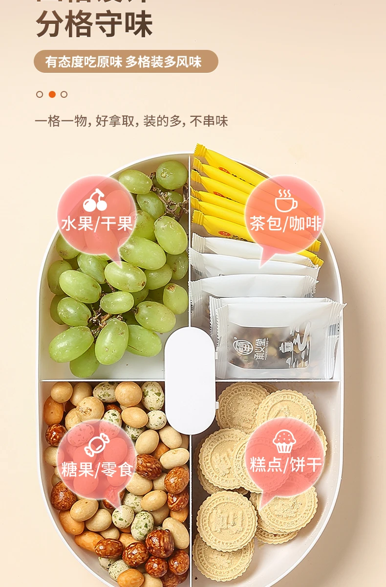 Ecoco Candy Plate Dry Fruit Plate Home Living Room Coffee Table Snack Snack Storage Box Net Red Melon Seeds Refreshment Nut Tray
