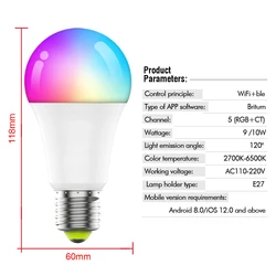 Smart RGB LED Light Bulbs - WiFi & Bluetooth Enabled for Smart Home Integration (E27 Smart Bulb)