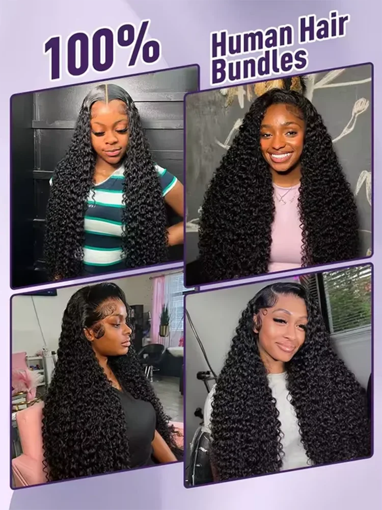 40 Inch Deep Wave Human Hair 1 3 4 Bundles Brazilian Virgin Remy Unprocessed Weaving Water Wave Curly Hair Extensions Bundles