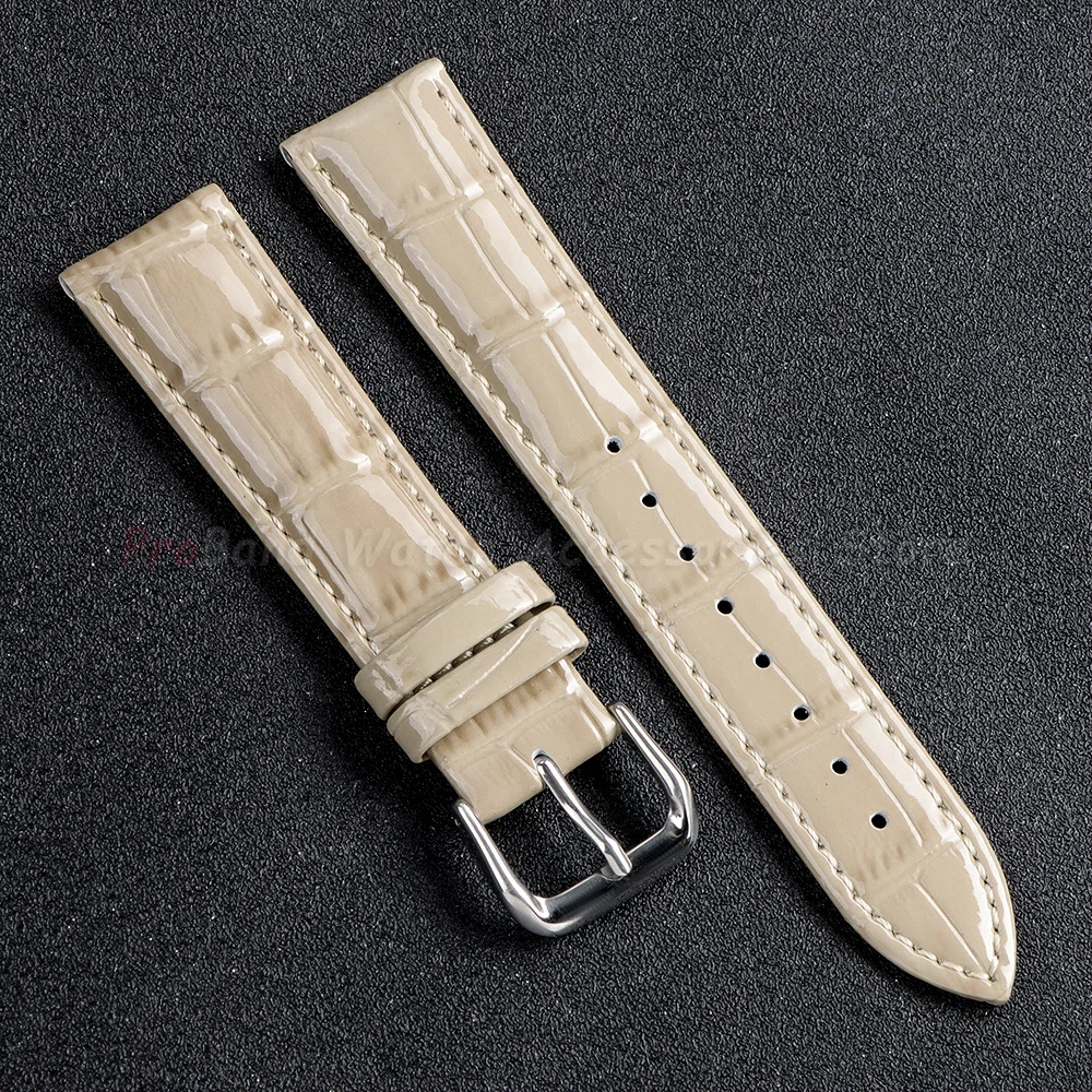 Premium Shiny Leather Watch Strap Replacement Bracelet