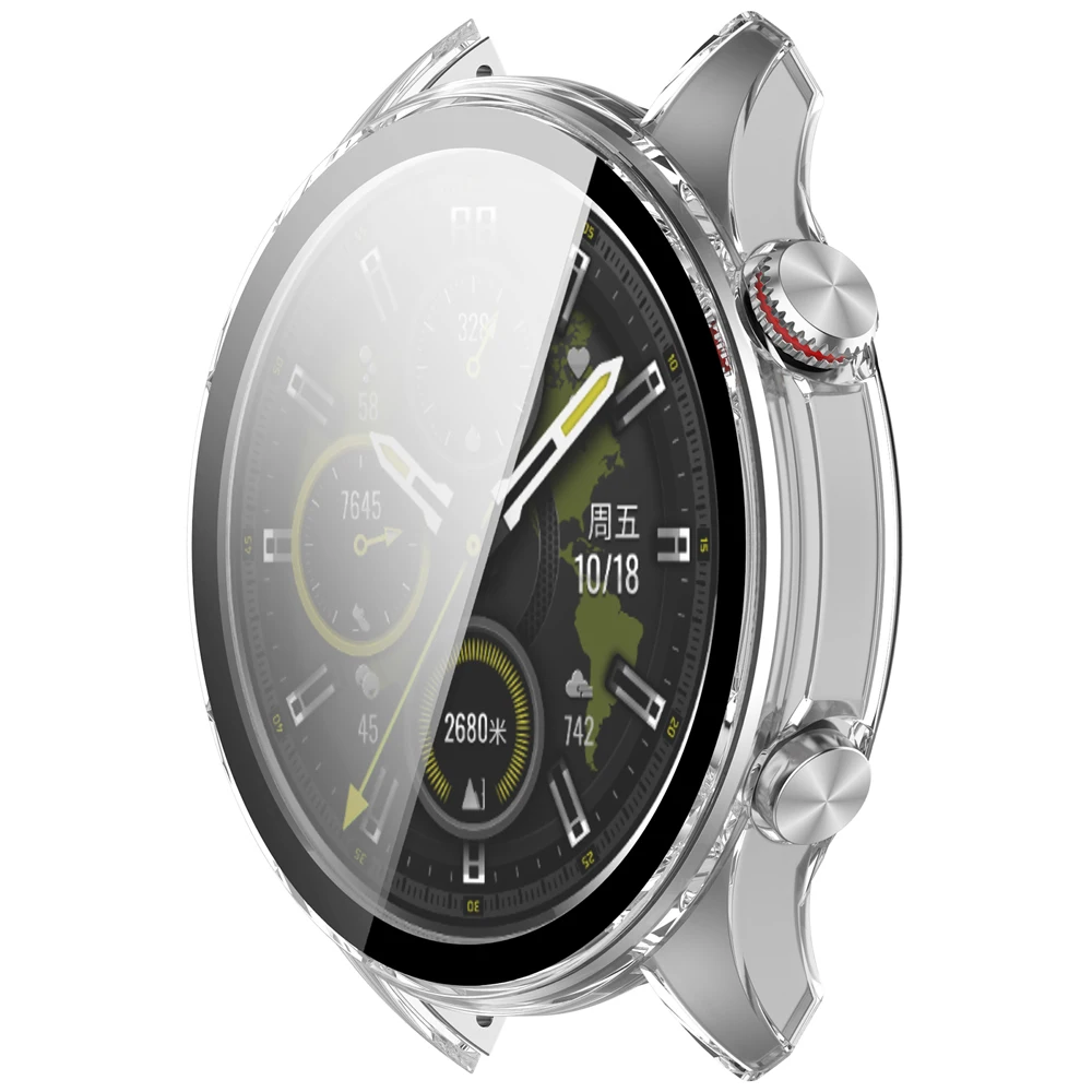Premium Tempered Glass + PC Hard Case Smartwatch Protector Cover Guard Protective Skin Shell