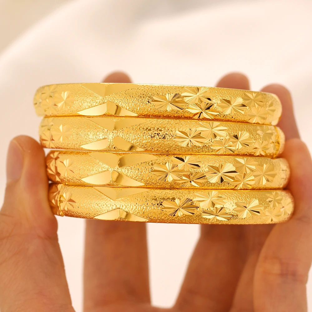 24K Gold Plated Dubai can open  Bangle for Women Middle East Gold Bangles Ethiopian Mesh Bracelets Wedding Jewelry African Gifts 2