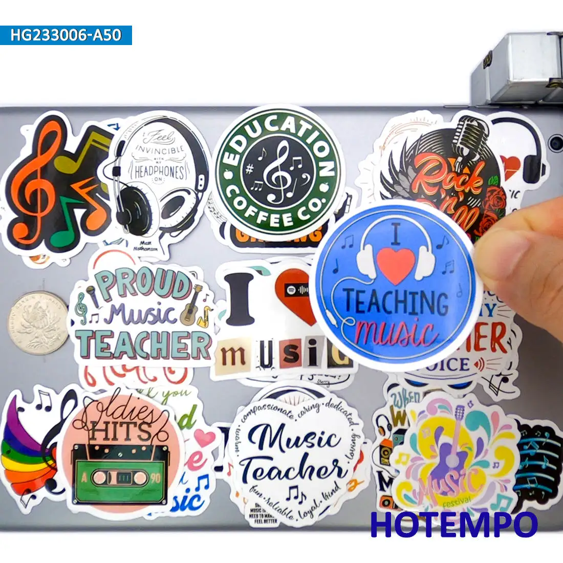 20/30/50 Stück, Musikalisches Symbol, Rock, Hip-Hop, Rap, Liebe Musik Sticker, für Gitarre, Auto, Motorrad, Gepäck, Helm, Telefon, Skateboard, Fahrrad, Scrapbook, Tasse, Laptop-Aufkleber – Detail 3