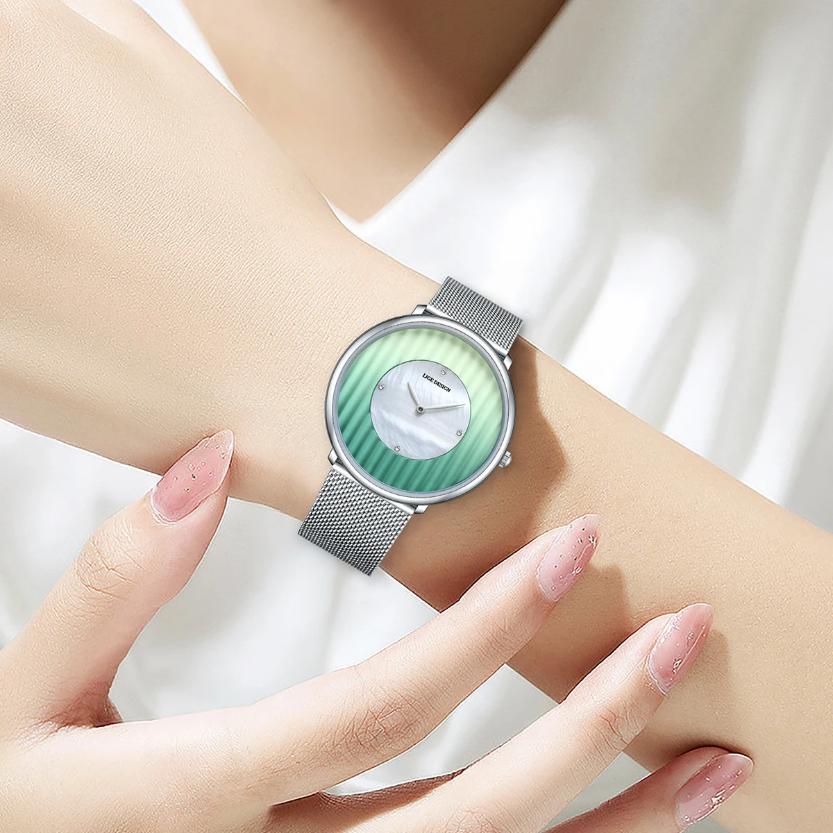 LIGE Luxury Men's Ultra-Thin Waterproof Mesh Watch with Sport Calendar and Luminous Display