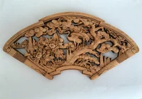 Fan-Shaped Wood Carving Decorations, Exquisite Home Crafts Decorations, Auspicious dragons and phoenix 2