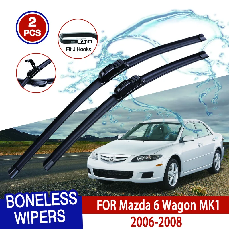 

For Mazda 6 Wagon MK1 2006-2008 Car Windshield Wiper U-type Soft Rubber Frameless Bracketless HD Car Wipers 22"+18"