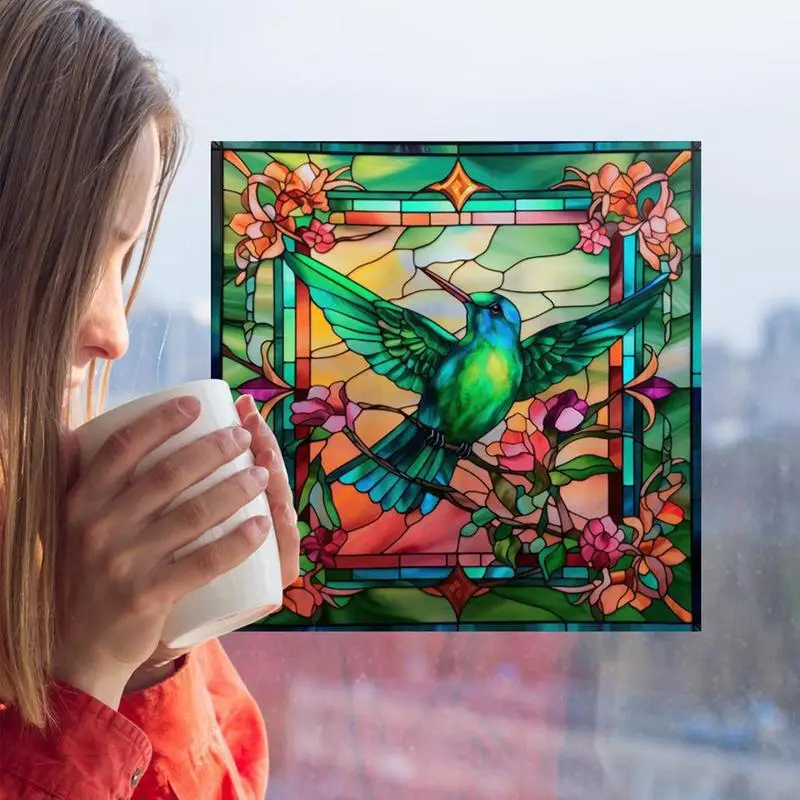Hummingbird Window Decals Non-Adhesive Warning Sticker Double-Sided Design Decoration Tool Home School Dormitory And Hotel,hummingbird window decals