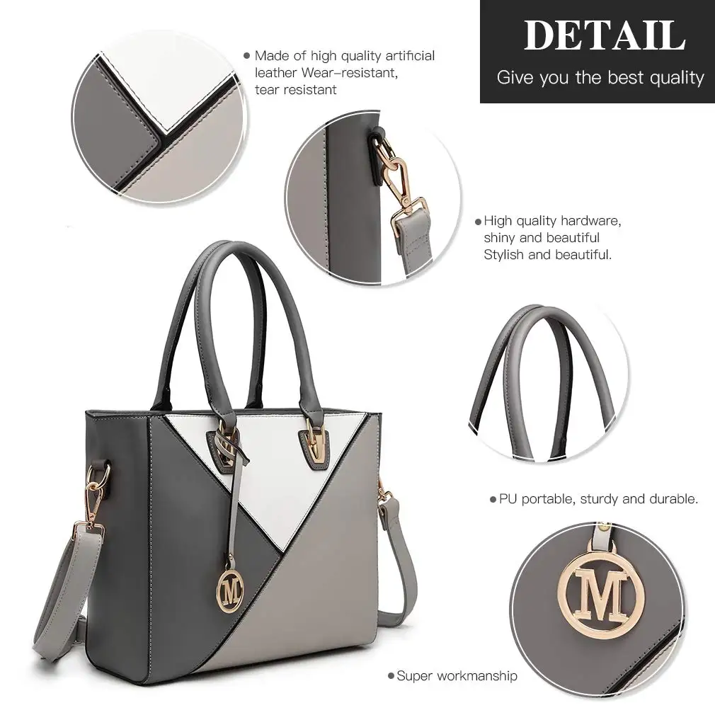 Miss Lulu WOMEN'S Handbag Shoulder bag V Shaped Design Shopper Removable Shoulder belt Synthetic leather - Image 4