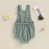 Newborn Baby Girl Boy Cotton Linen Suspender Bodysuit Summer Clothes Solid Color Sleeveless Square Neck Jumpsuit for Kids 3
