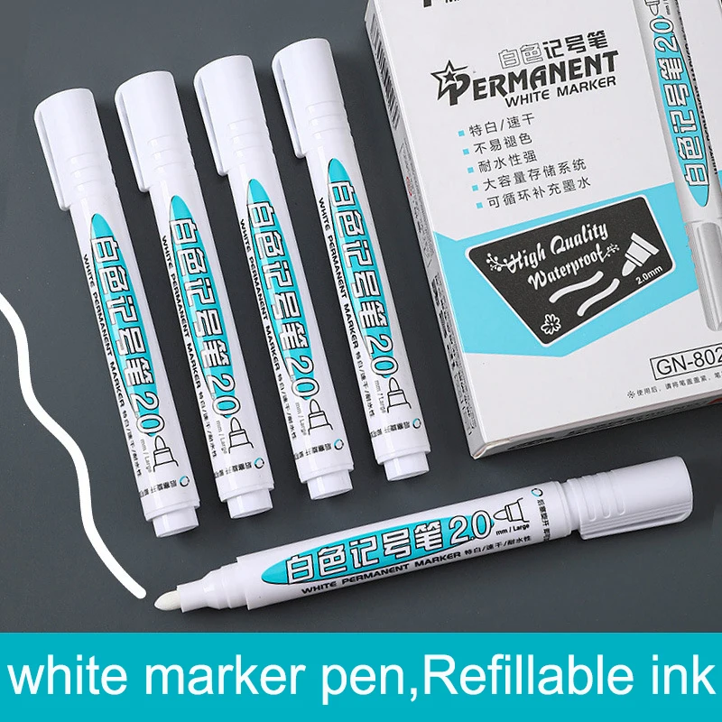 1/4Pcs Oily White Marker Pen Graffiti Pens Waterproof Permanent Gel Pencil Tire Painting Notebook Tyre Tread Environmental Pen