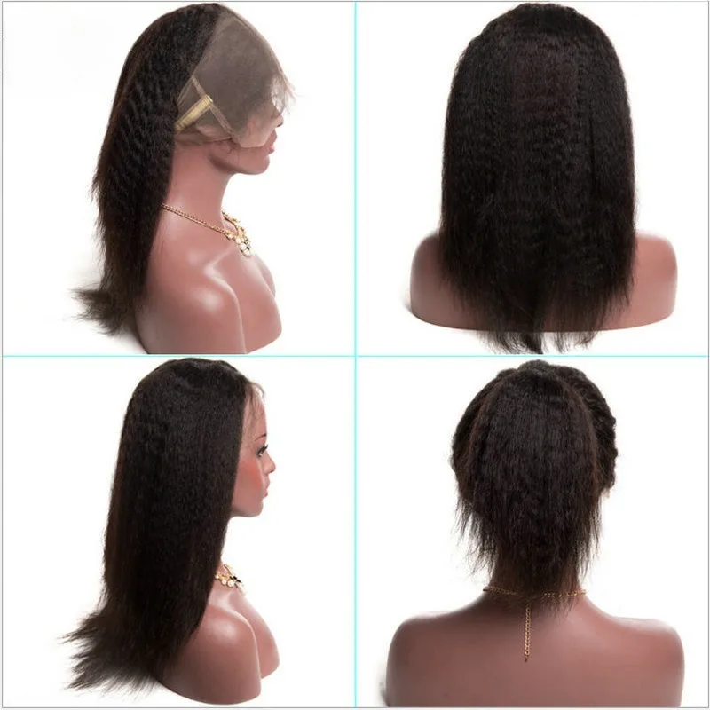 Kinky Straight 360 Lace Frontal Human Hair 360 Lace Closure Soft Brazilian Virgin Hair For Black Women Pre-Plucked Hairline