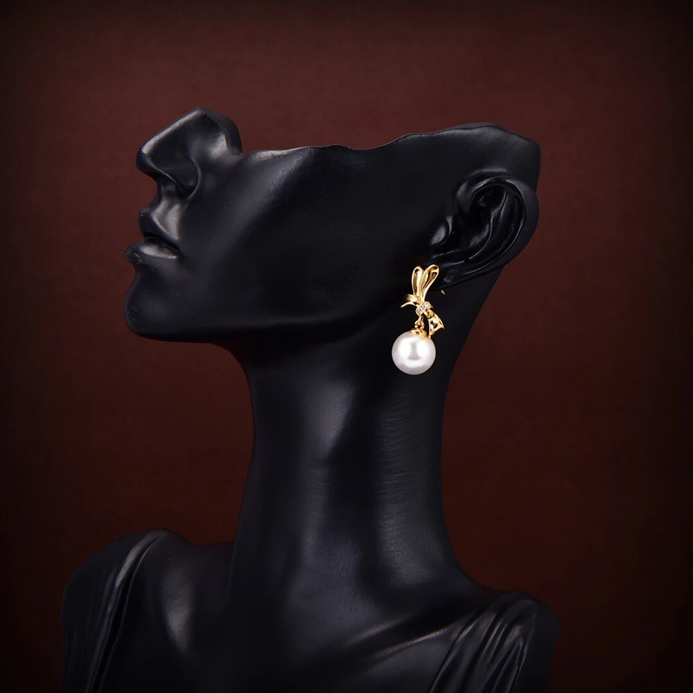 

2022 серьги-подвески с золотым бантом и жемчугом, изысканные и простые, элегантные, милые, высококачественные, роскошные украшения для женщин, Подарок на годовщину или вечеринку