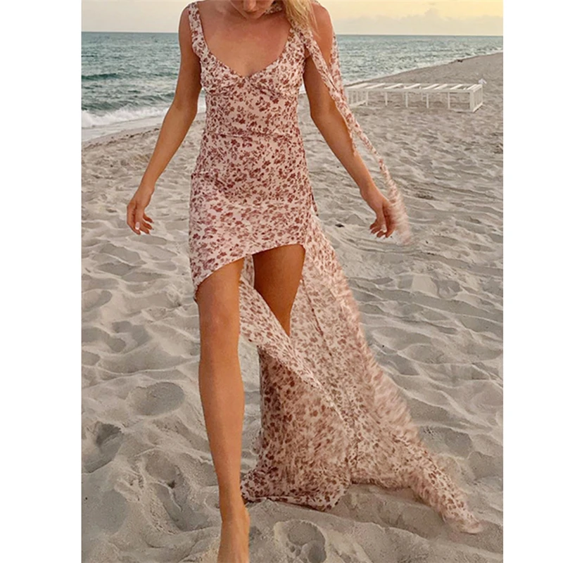 

Женский сарафан с открытой спиной, без рукавов, с высоким разрезом