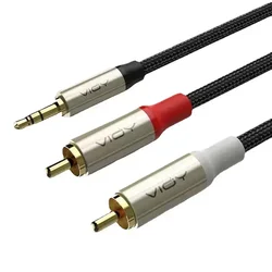 Premium Aux to RCA Audio Cable - High - Fidelity Sound Connector for Home Entertainment Systems (3.5 to 2RCA)