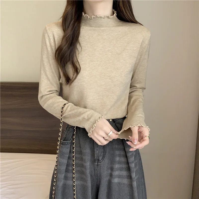 Autumn Women Knitted Long Sleeve Slim Tops