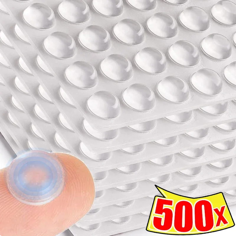 500/50pcs Self-Adhesive Clear Door Stop Rubber Damper er Cabinet Bumpers Silicone Pads Furniture Protective Anti Slip Mat