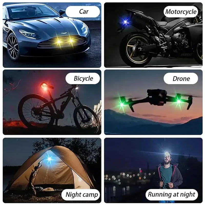 Multi-mode Wireless LED Drone Strobe Light Motorcycle Car Indicator Light Bike Remote Control Warning Light USB Charging 8Color