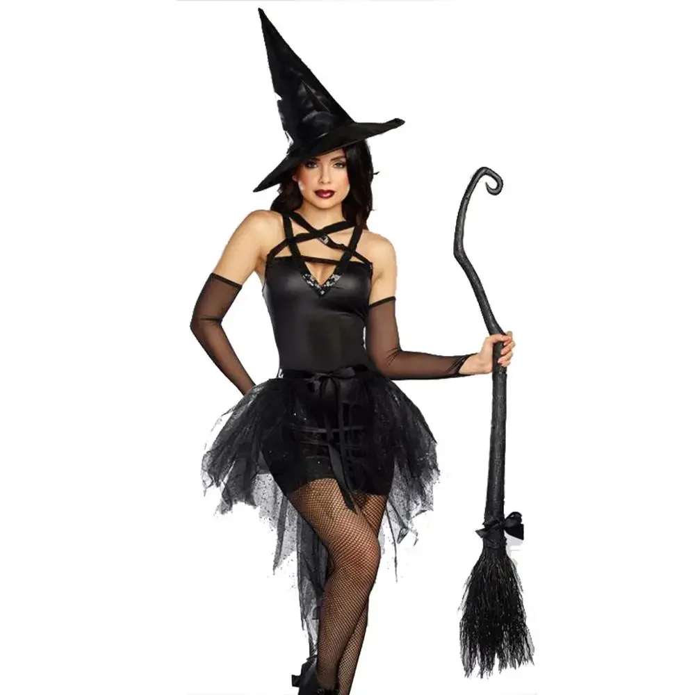 

Black Witch Fancy Dress Up Party Dress Carnival Performance Clothing Halloween Costume Sorceress Costume Adult Cosplay
