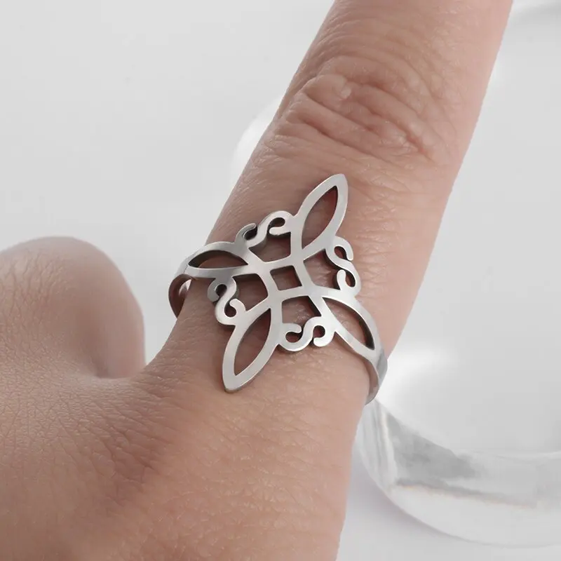 Women's Witchcraft Witch Knot Ring Stainless Steel Supernatural Opening Adjustable Ring Irish Celtic Knot Amulet Jewelry stainless steel ring finger ring opening ring adjustable rings