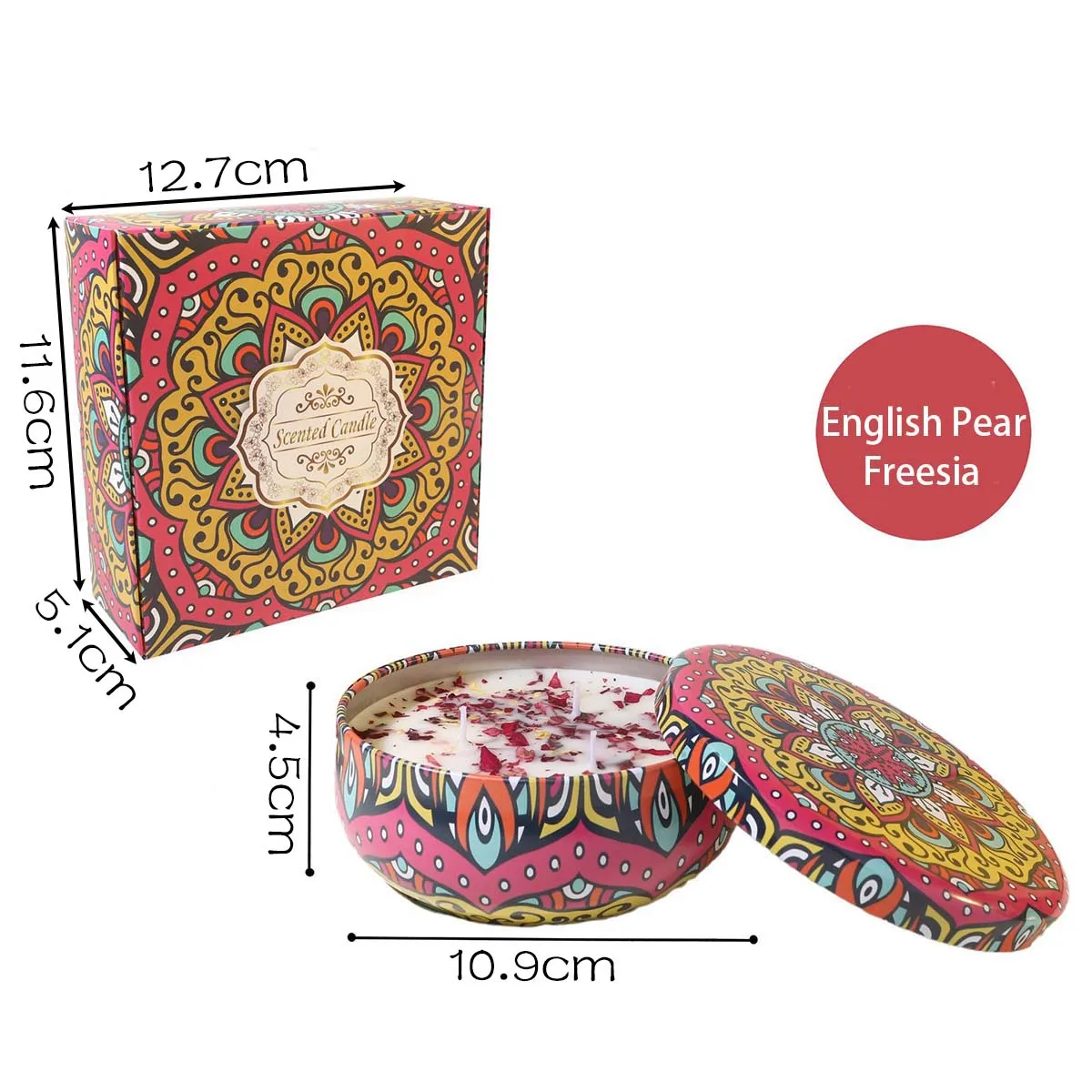 Luxurious Scented Candle Tin with Arabian Pattern - Romantic Fragrance Gift