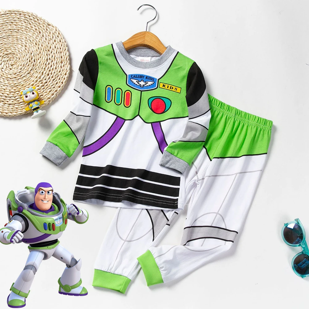 thumbnail image 2 of Conjunto de 2 piezas de pijama de manga larga para niños, ropa informal con estampado de dibujos animados de Disney, Toy Story, Buzz Lightyear, Woody, Jessie, 2 of 5