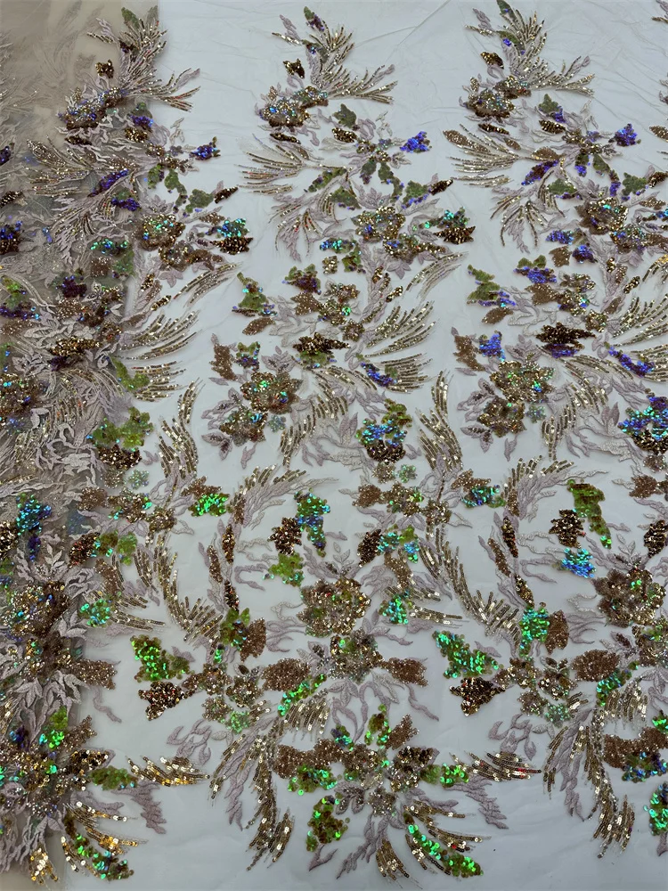 NigWin-Tissu Africain en Dentelle et Tulle Français, Paillettes, Perle, pour la Couture de Robe de Soirée de Mariage, Haute Qualité, 2023