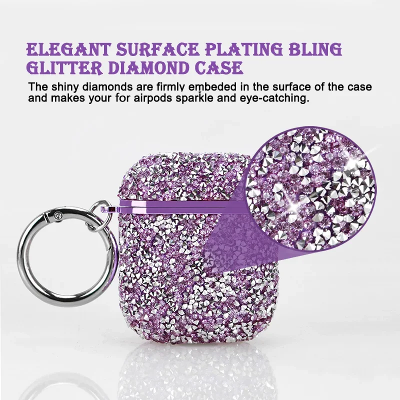 Sparkly Bling Glitter Diamond Case with Keychain Ring - Protective Cover