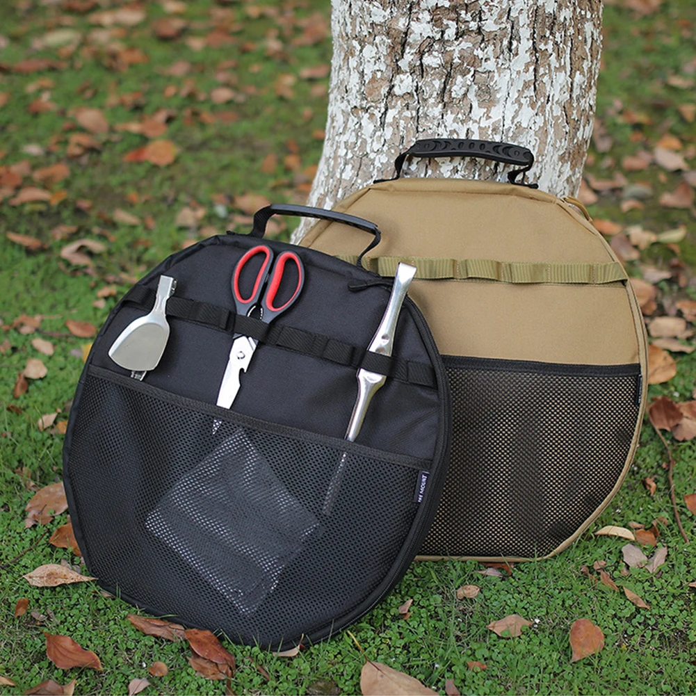 Barbecue Plate Tote Bag Oxford Cloth Storage Pouch for Beach Picnic Camping Cookware Storage