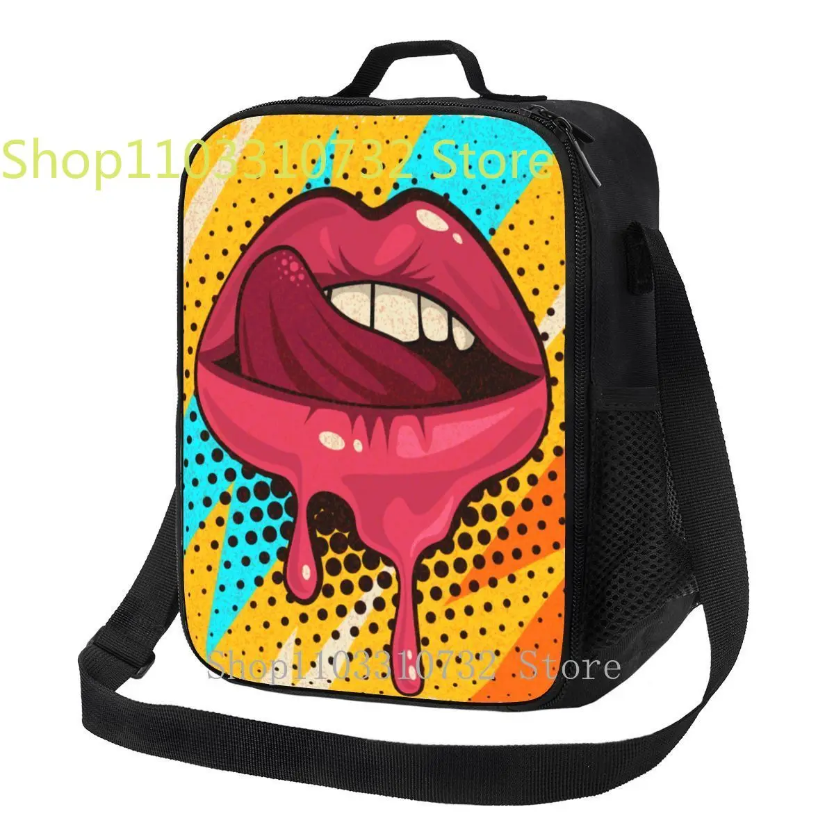 

Sweet Sexy Pop Art Lips Insulated Lunch Bag for Women Thermal Cooler Bento Box Kids School Children