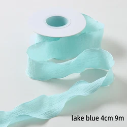 Candy Color Wavy Edge Yarn Ribbon for Gift Wrapping & DIY Crafts - 10 Yards (Lake blue)