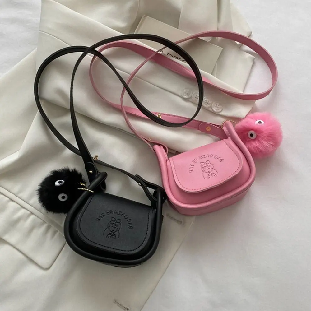 

with Plush Ball Pendant Women Crossbody Bag Summer Clothes Match Bag Children's Bag Women Handbag PU Leather Handbag