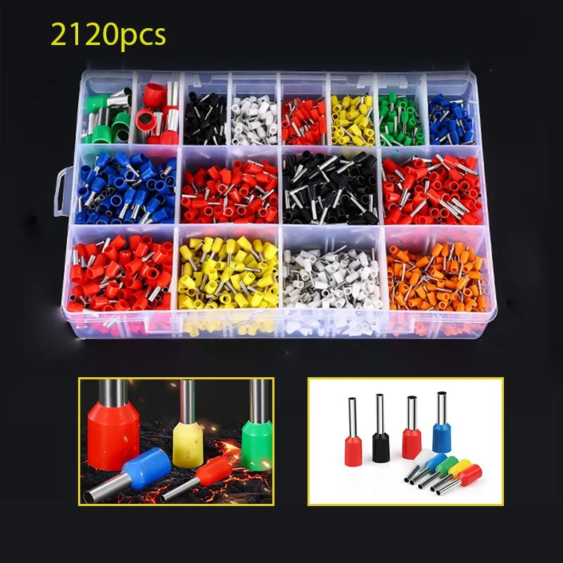 2120pcs Insulated Terminal Block Cord End Crimping Sleeve Cable Wire