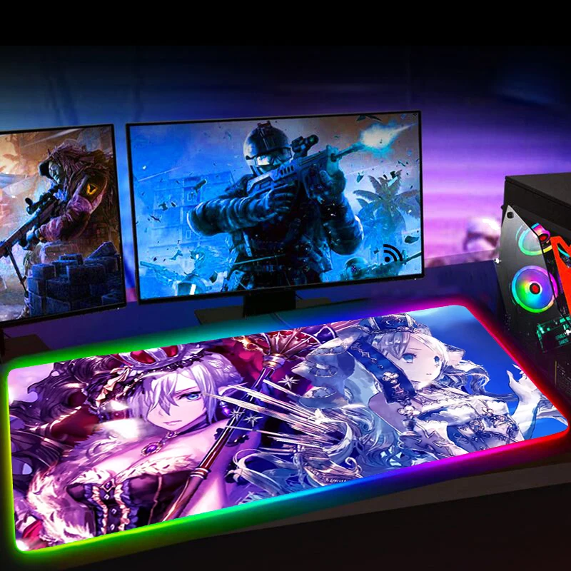 

RGB Shadowverse Tapis De Souris Anime Mousepad XXL Gaming Accessories Mausepad LED Large Mause Pad No-slip with Backlit Mausepad